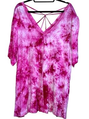 𝐋𝐀𝐍𝐄 𝐁𝐑𝐘𝐀𝐍𝐓 | PINK TIE DYE JERSEY KNIT TUNIC TOP